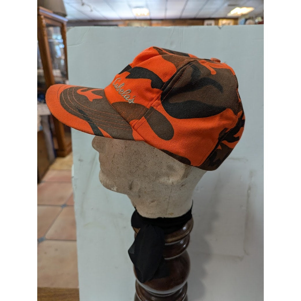 VINTAGE Cabela's Thinsulate Orange Safety Camo Winter Hunting full fabric Hat