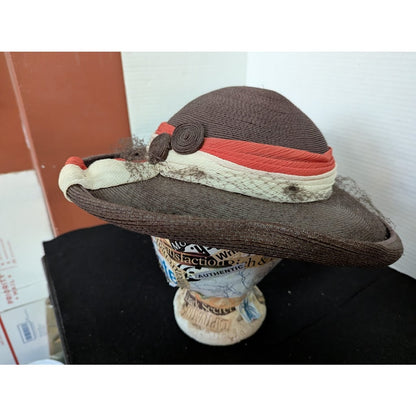 Vintage ladies HAT 40's 50's The Rhodes Hat Vintage Brown straw