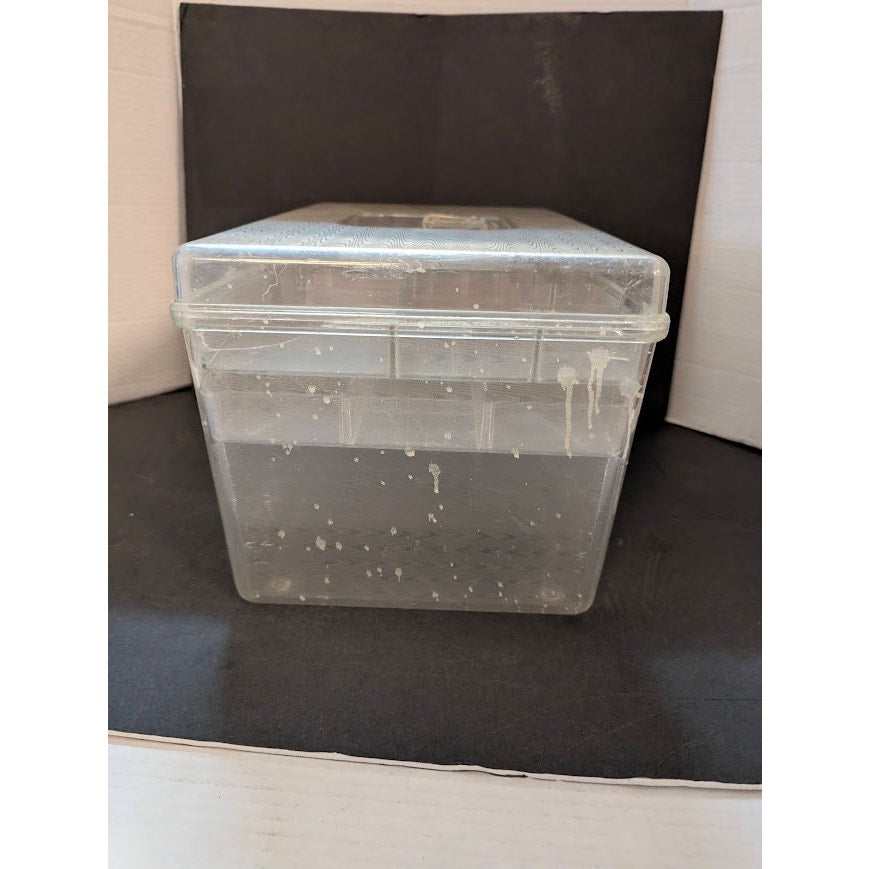 Vintage Clear Acrylic Sewing Case Crafts Organizer Storage Box Carrying Handle