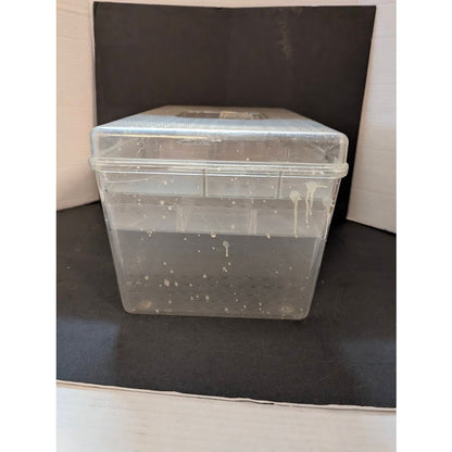 Vintage Clear Acrylic Sewing Case Crafts Organizer Storage Box Carrying Handle