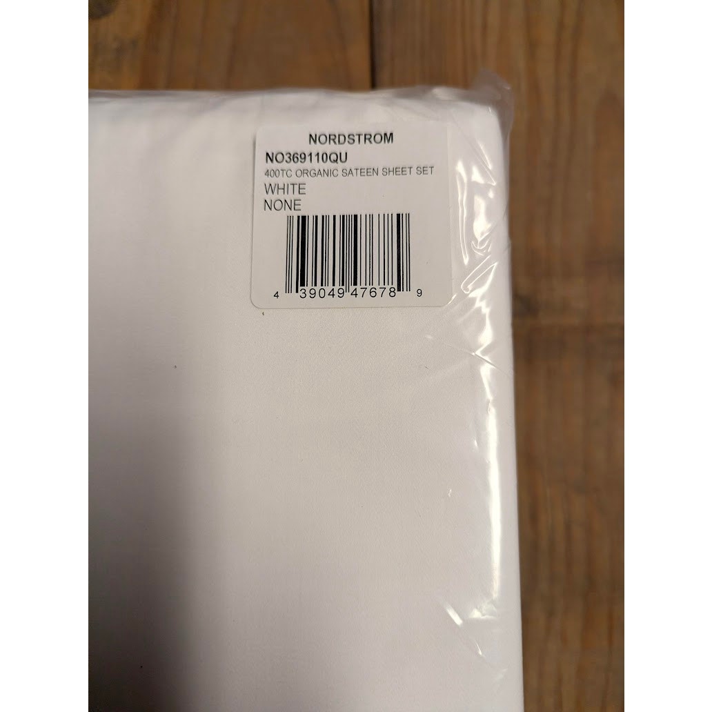 400 Thread Count Organic Cotton Sateen Sheet Set Nordstrom NEW White Queen