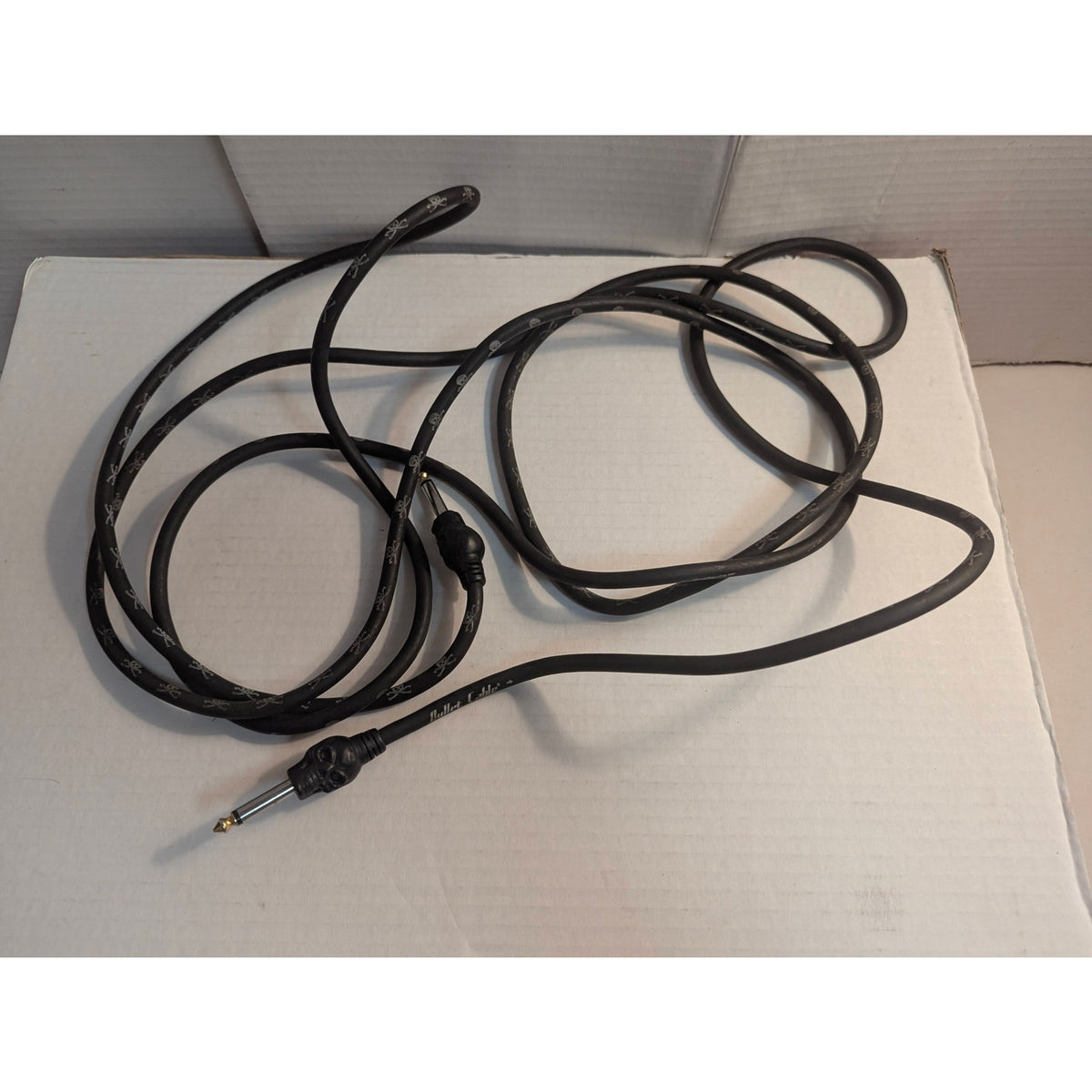 Vintage Bullet Cable 12 Ft Skull Molded Plug Guitar Instrument Cable Black