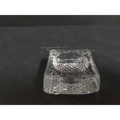 Vintage Square Pressed Glass Open Salt Cellar Cut Pattern Table Accent