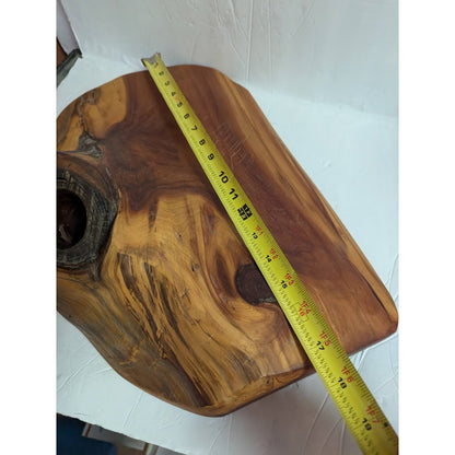 Handmade two tone wood Charcuterie Cheese Serving Board Vase Candle Hold 17"x12"