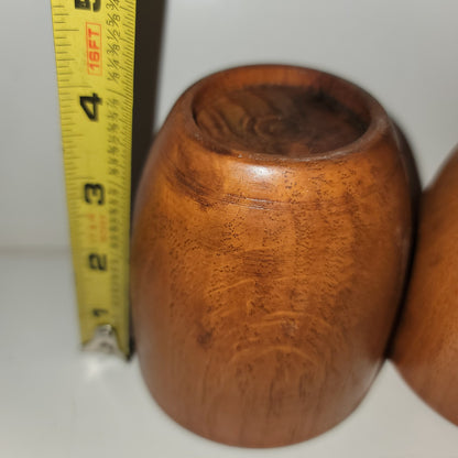 Pair hand turned wood  cups 4" tall