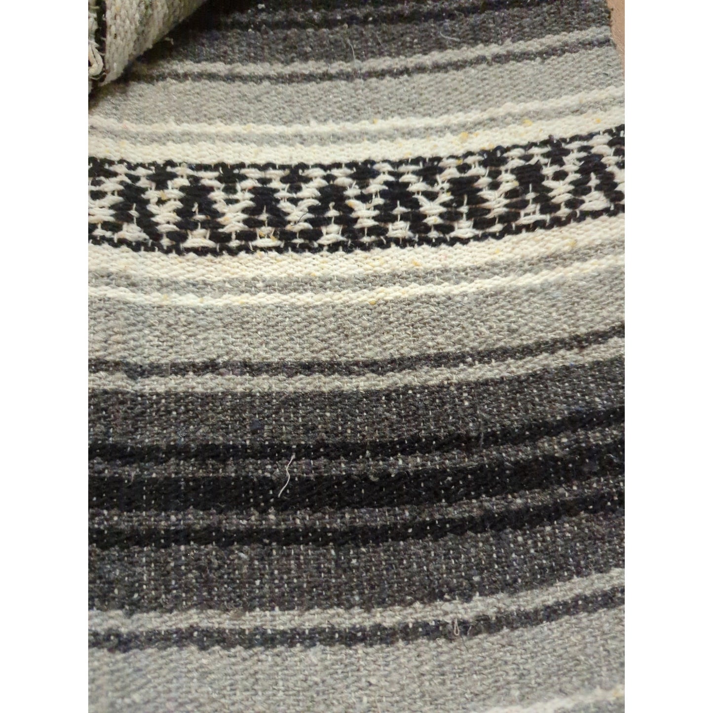 Authentic Handwoven El Paso Saddleblanket Co. Mexican Falsa Blanket Gray & Black