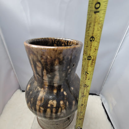 Mid-Century Modern Bulbous Studio Art Pottery Dripware Vase