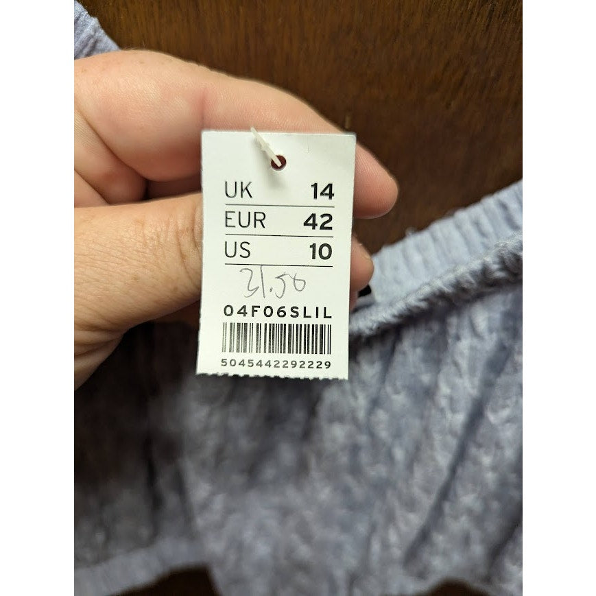 Topshop Long Sleeve Textured Crop Top Light Blue Size 10 New off the shoulder