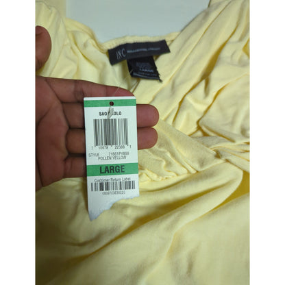 INC International Concepts Pale Yellow Ruched Cami Top Large Tank Sleeveless
