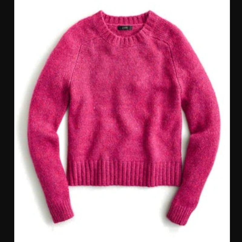 JCREW Crewneck Sweater In Fuchsia Multi Heather Long Sleeve Medium wool blend