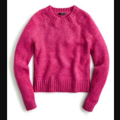 JCREW Crewneck Sweater In Fuchsia Multi Heather Long Sleeve Medium wool blend