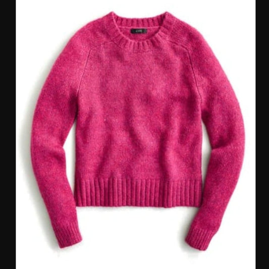 JCREW Crewneck Sweater In Fuchsia Multi Heather Long Sleeve Medium wool blend