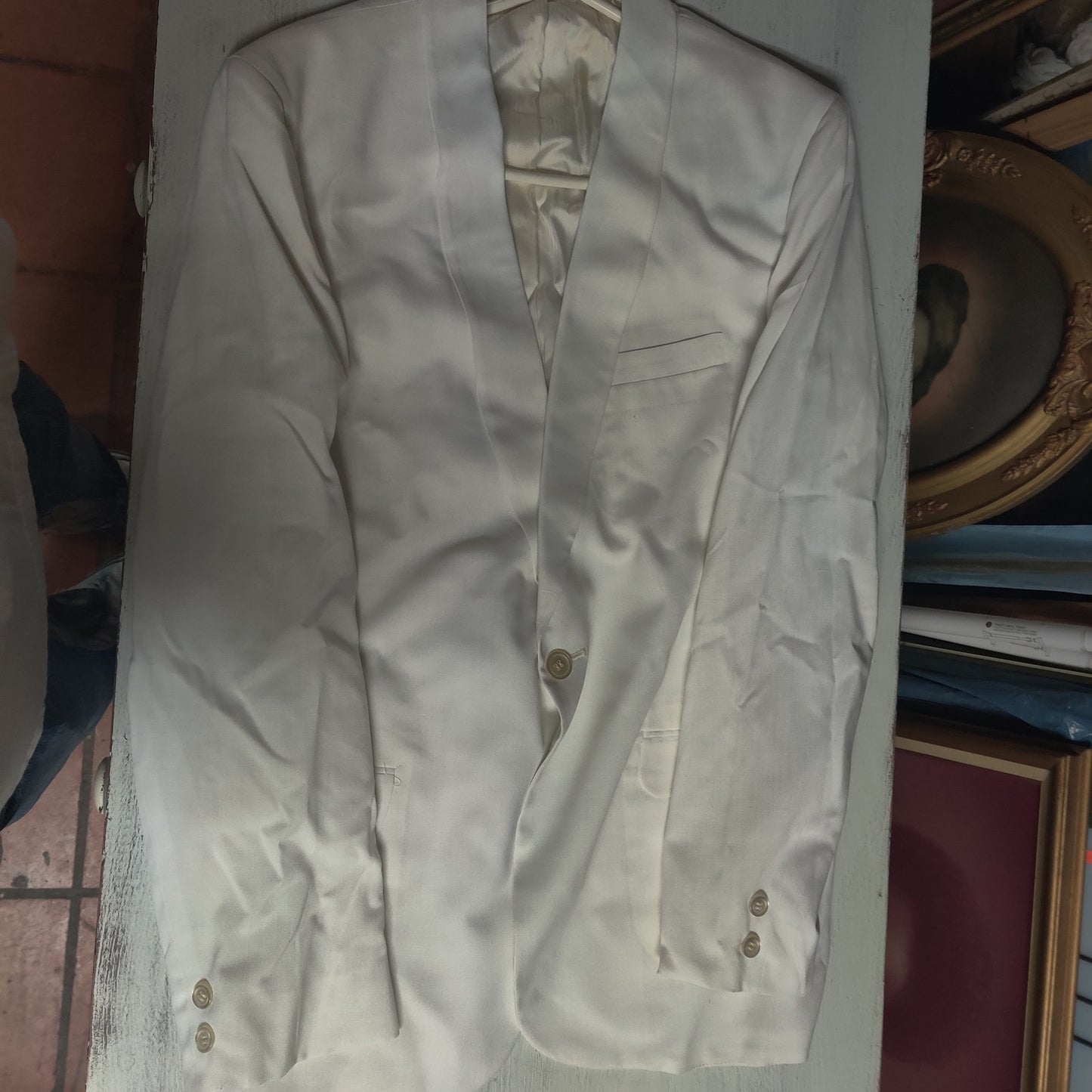 Vintage Schwobilt Off White Tuxedo Dinner Blazer Jacket Single Button Suit Coat