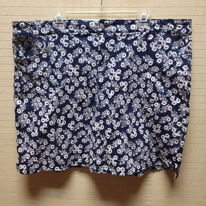 Westport Floral blue white womens size 18W skort Casual summer Pockets