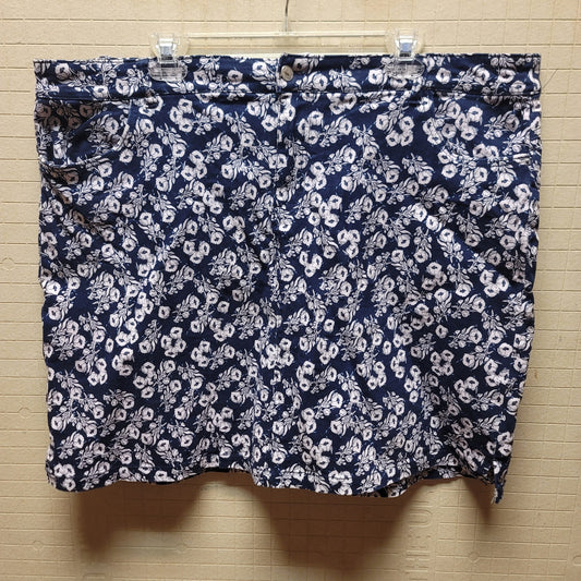Westport Floral blue white womens size 18W skort Casual summer Pockets