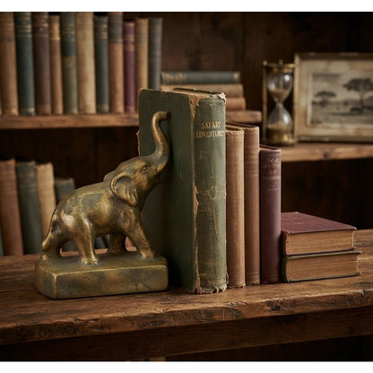 Vintage Single Chalkware elephant statue bookend Trunk Up