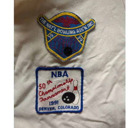 vintage white national bowling association jacket 1990s Size Large collared