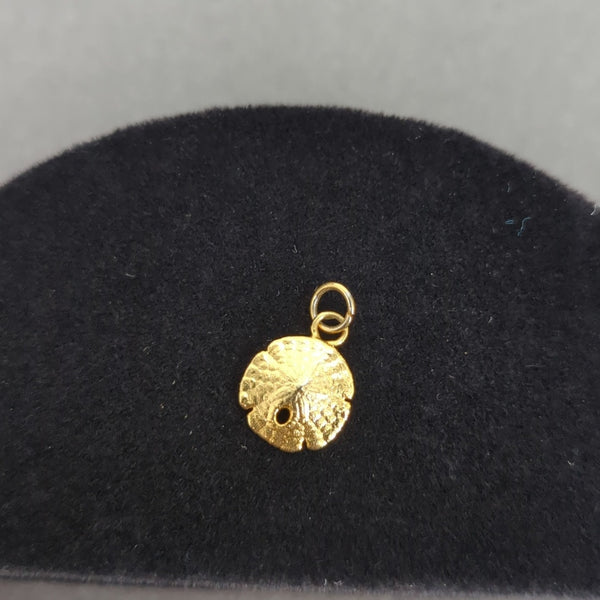 Vintage Gold Tone Sand Dollar Charm Small Half Inch Sea Life Nautical