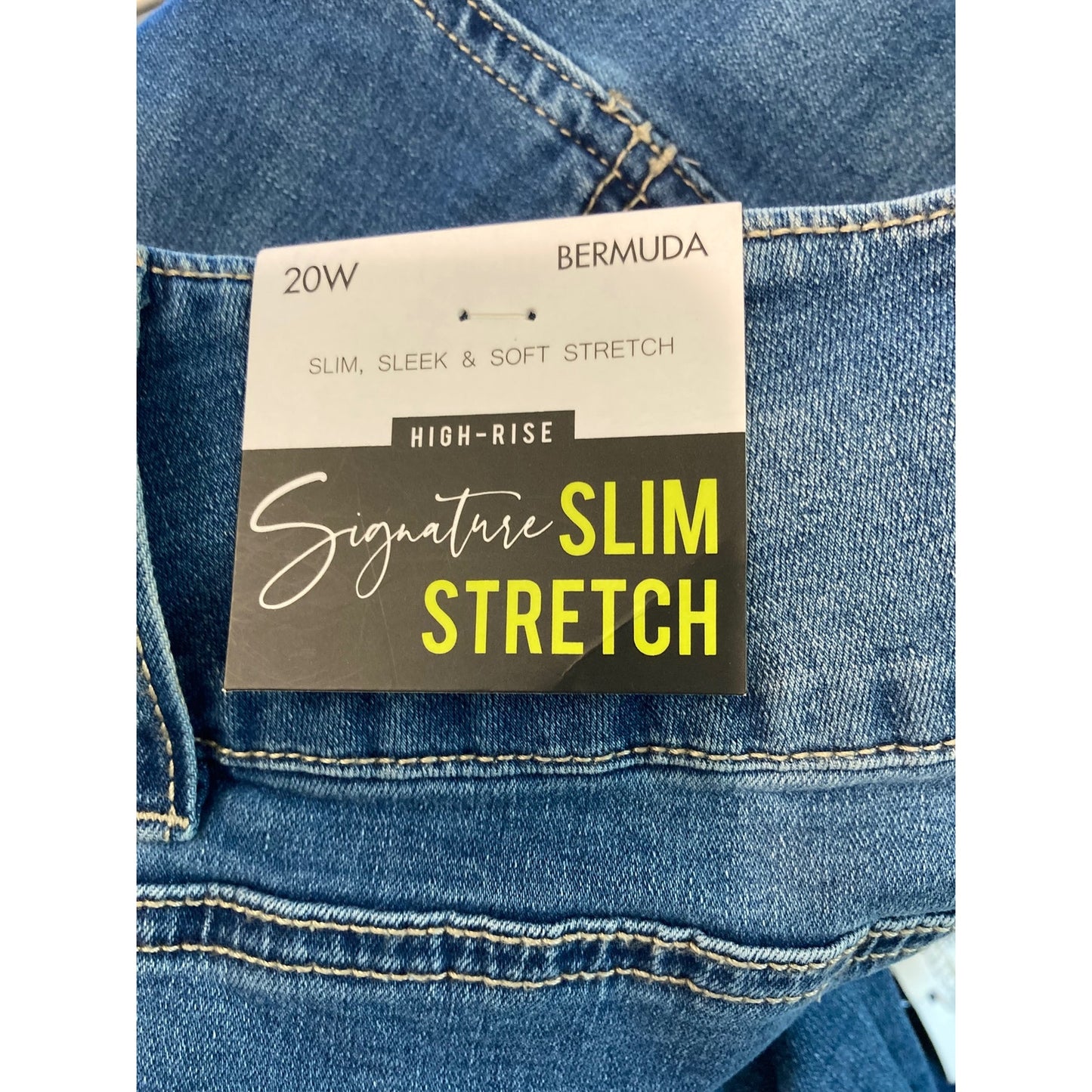 NWT Royalty Slim Stretch High Rise Bermuda Denim Shorts Size 20W in Blue Wash