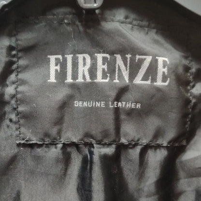 Vintage Firenze Black Leather Bomber Jacket 90s Grunge Minimalist Aesthetic XL