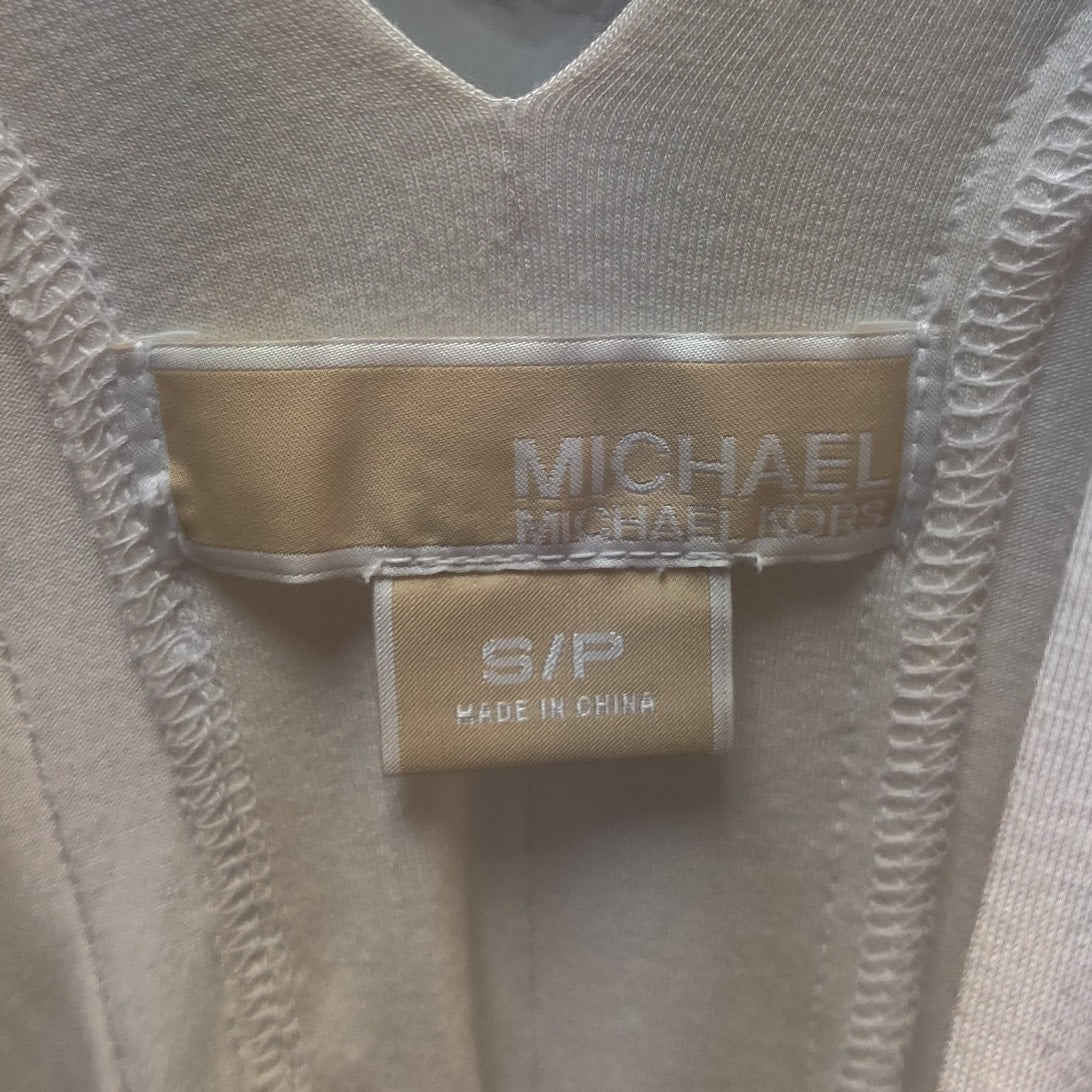 Michael Kors Off White Pleated V-Neck Tank Top Petite Small Sleeveless Blouse