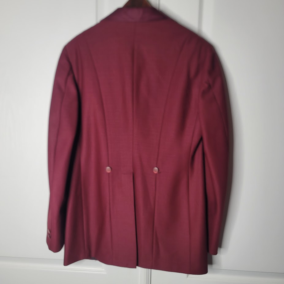 Vintage 1970s Burgundy Shawl Collar Tuxedo Jacket - Union Made ACWA - 40R