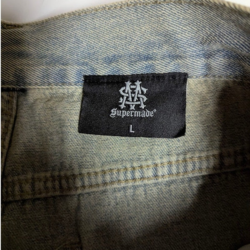 Supermade Retro Jeans Distressed Streetwear 29" x 29" y2K Lady Guadalupe