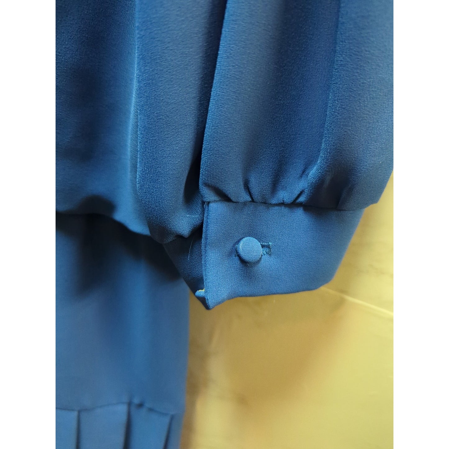Vintage Simon Sez Royal Blue Pleated Blouse & Skirt Dress Set 15/16 Y2K 80s 90s