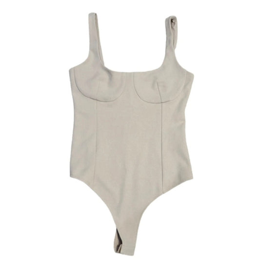 NEW WAYF Bravado Thong Bodysuit Women's LARGE MAUVE Cupped Tank Sleeveless