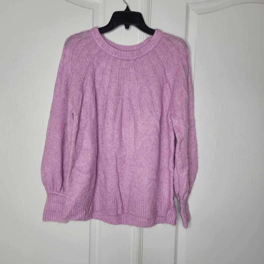 NEW Caslon Size XL Crew Neck Pink Tulle Knit Pullover Sweater