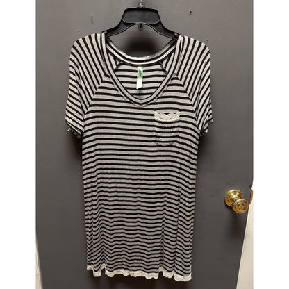 Honeydew Women's Striped Lace Trim Short Sleeve Raglan Pajama Dress NWT