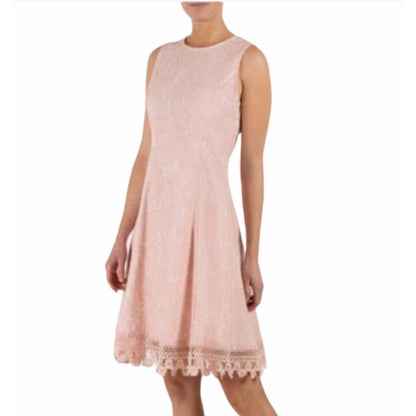 Donna Ricco Sleeveless Floral Lace Overlay Blush Pink Dress Size 12  cocktail