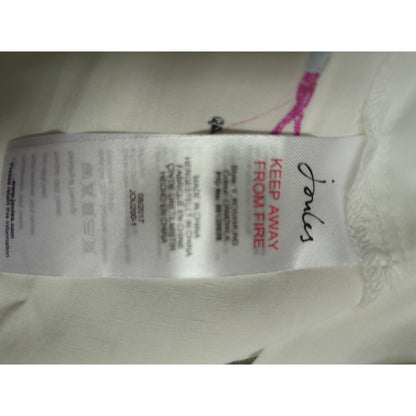 Joules White Painted Dog Walker Tunic Blouse Size 4 Funky Long Sleeve Deep Vneck