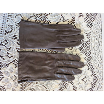 Vintage Estate Brown Antron Nylon Evening Gloves Size 6 / 6.5 Small