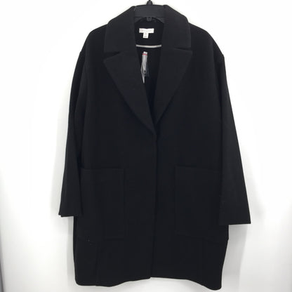 Topshop Longline Oversized Black Coat Pockets Snap Closure Womens Size 8 NEW