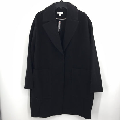 Topshop Longline Oversized Black Coat Pockets Snap Closure Womens Size 8 NEW
