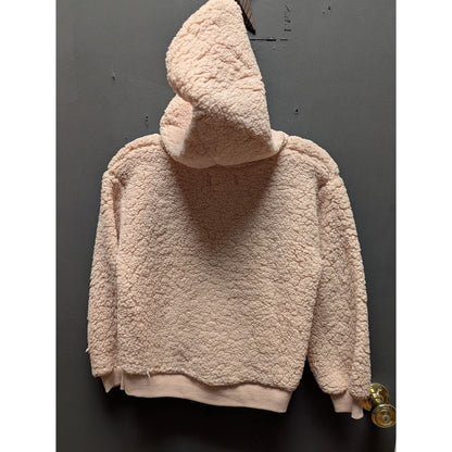 Treasure & Bond Blush Pink Teddy Fleece Pullover Kangaroo Pouch Hoodie Small/MED