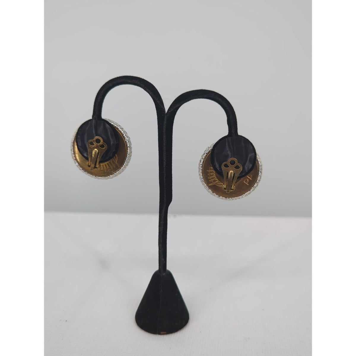 Attitude Paris Vintage Large Domed Silver-Tone Textured Clip-On Earrings