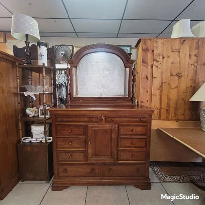 Secondhand Sandies: 10 drawer dresser chest of drawers with arched mirror