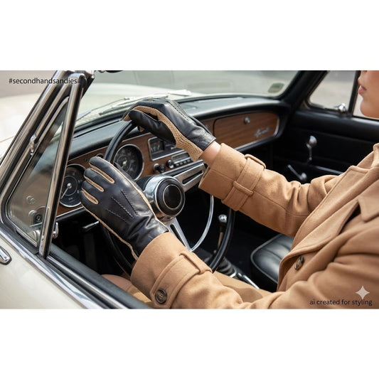 Vintage Aris Nova Kid Gloves Chocolate Brown Tan Faux Leather Vegan Size Small