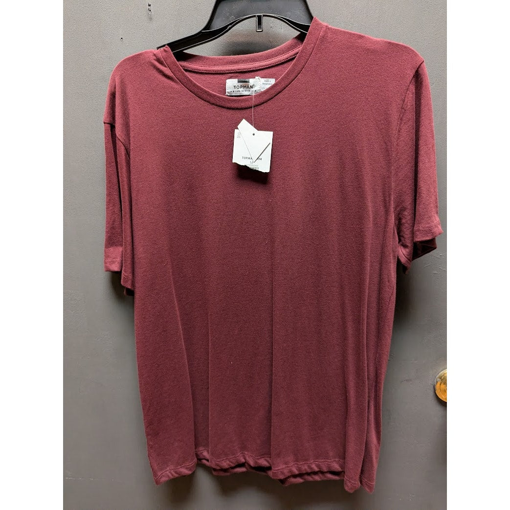 Topman NEW mens tshirt short sleeve burgundy wine crew neck cotton casual