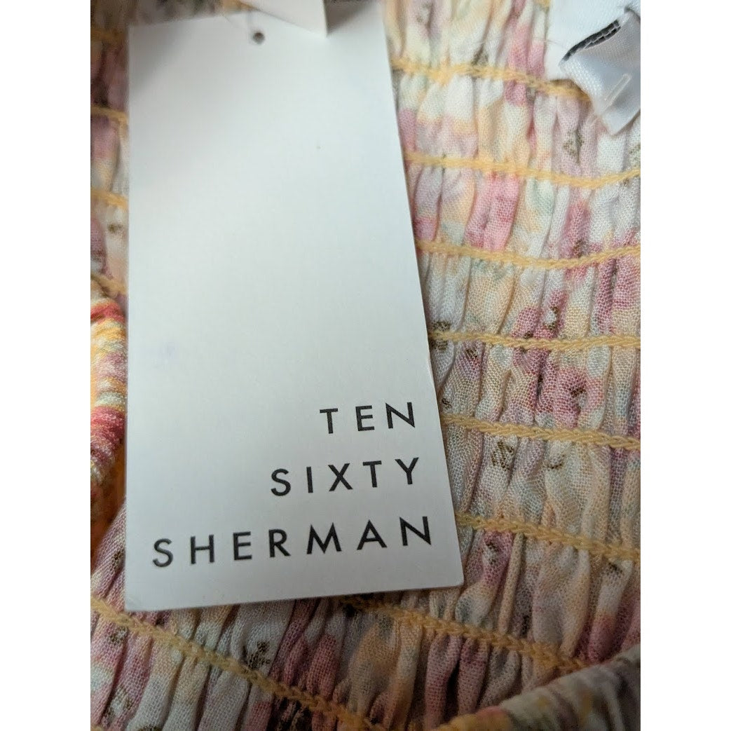 Ten Sixty Sherman Floral tube Mini Skirt Stretch ruffle bottom orange Medium