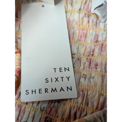 Ten Sixty Sherman Floral tube Mini Skirt Stretch ruffle bottom orange Medium