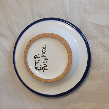 Hand painted Talavera Ashtray herb NEW dish  Blue White 3.5" Majolica
