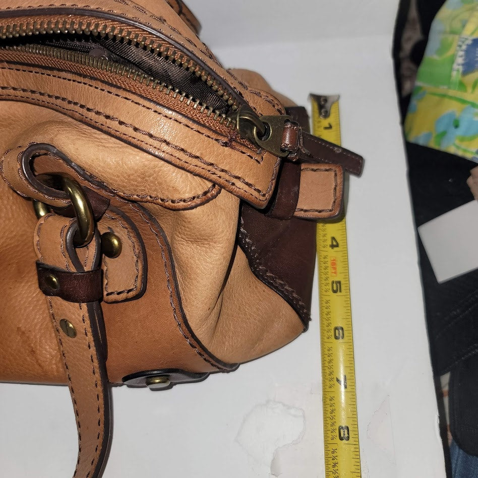 Fossil Brown leather purse handbag Preowned Shoulder bag aged
