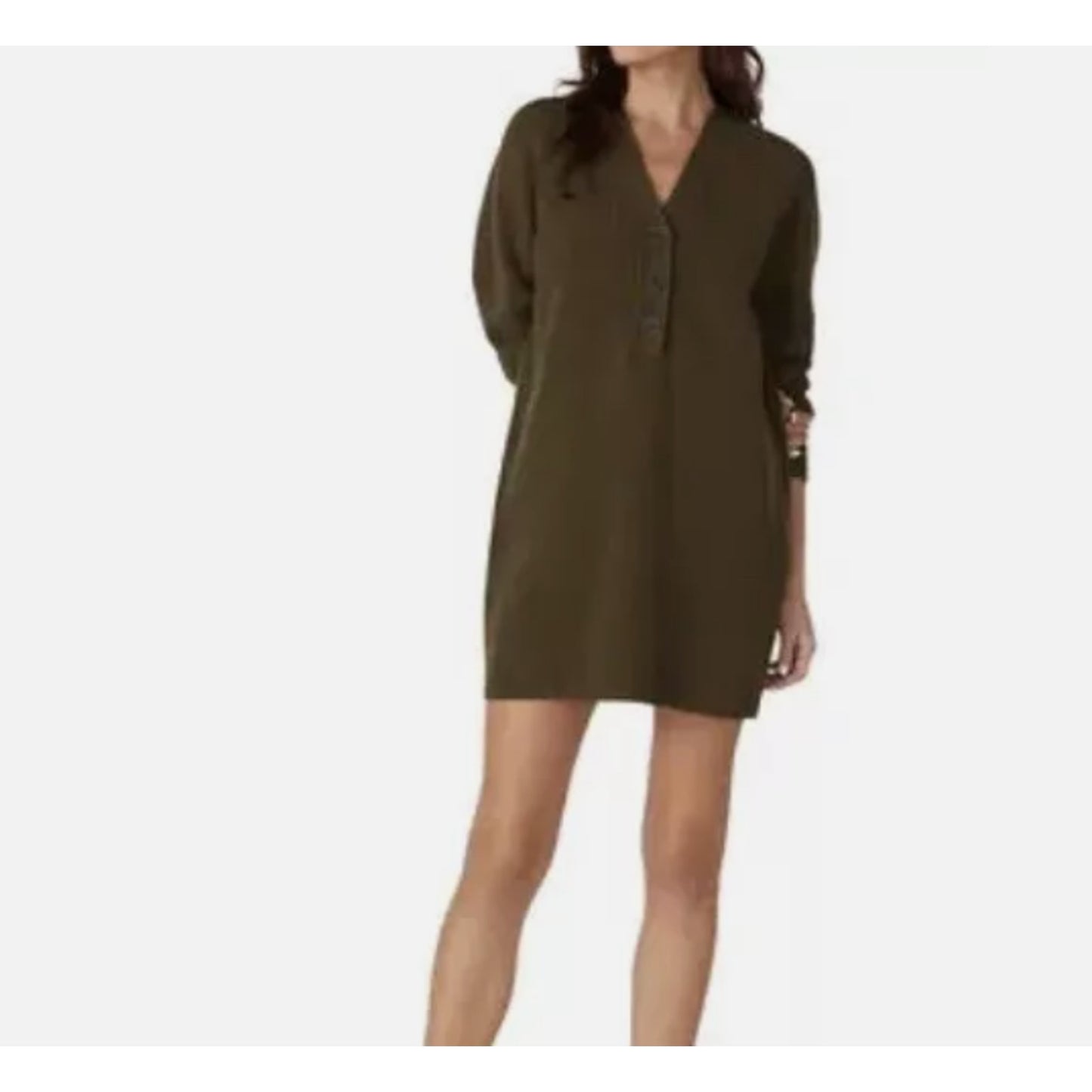 Henley Sweater Dress Heather Elm Green Buttons Wool Retail Size XXS NEW