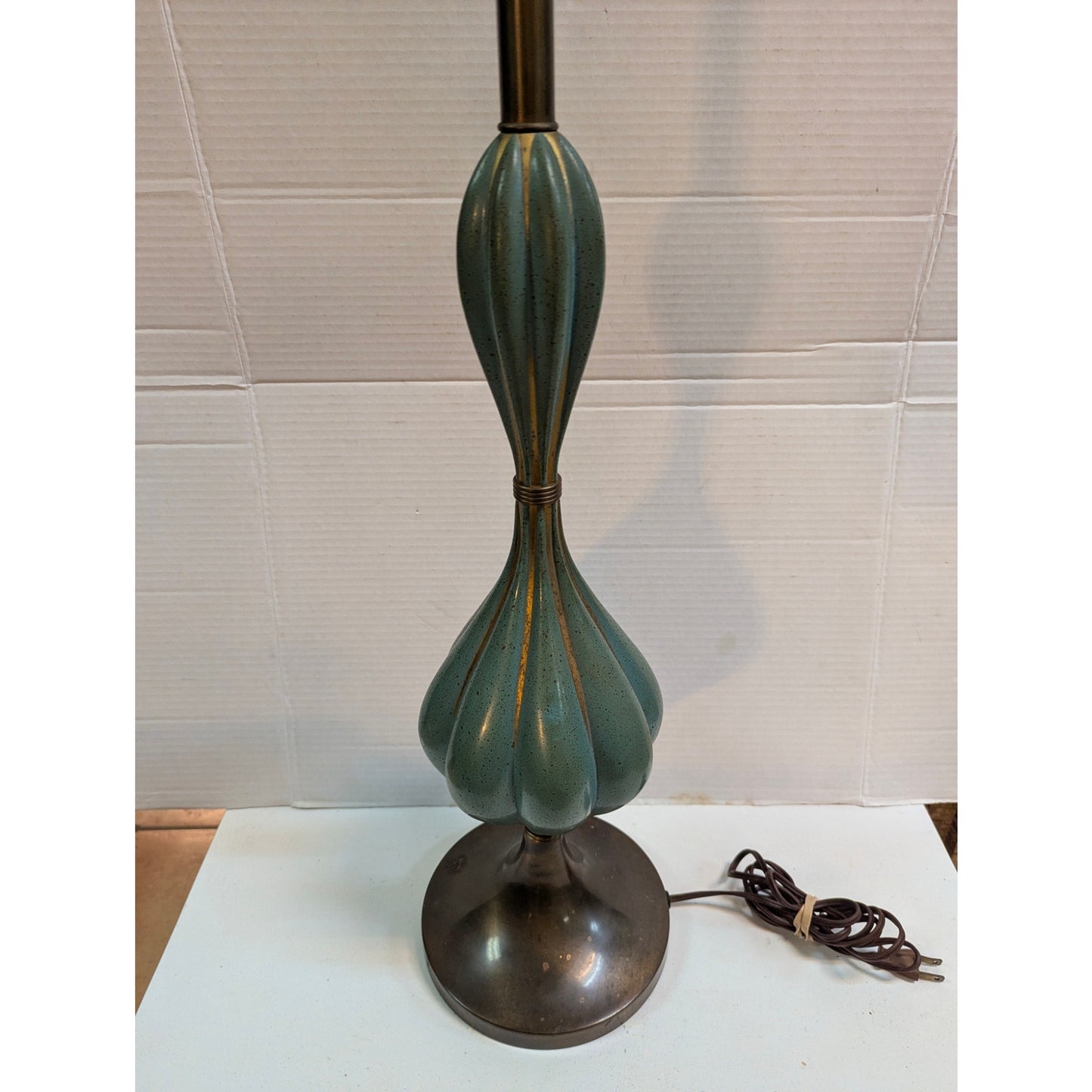 Vintage Mid Century Modern Rembrandt 926 Brass Table Lamp Teal Blue MCM Genie