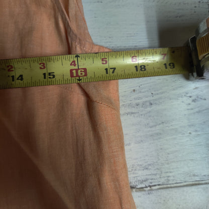 Preston & York Orange 100% Linen Sleeveless Button Up Tunic Blouse Coastal Small