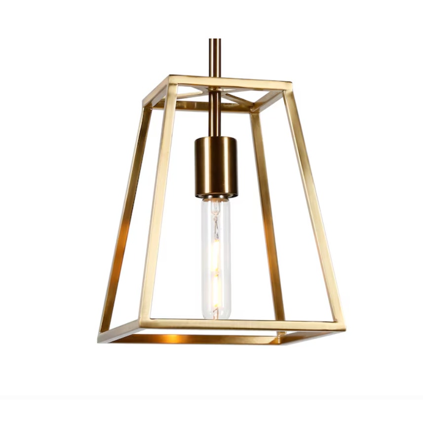 1 -Light Brass Traditional Clear glass Metal Dome Medium Hanging Pendant Light
