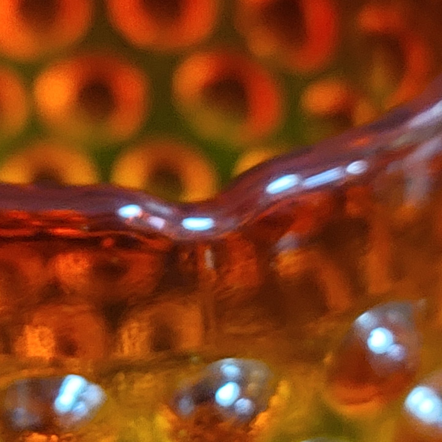Vintage L.E. Smith Hobnail Red Amberina Goblet orange aperitif knobby glasses 4"